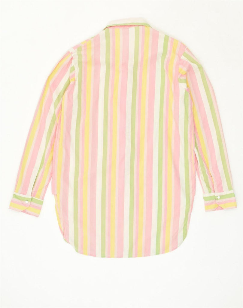 VINTAGE Womens Longline Shirt UK 12 Medium Multicoloured Striped Cotton | Vintage Vintage | Thrift | Second-Hand Vintage | Used Clothing | Messina Hembry 