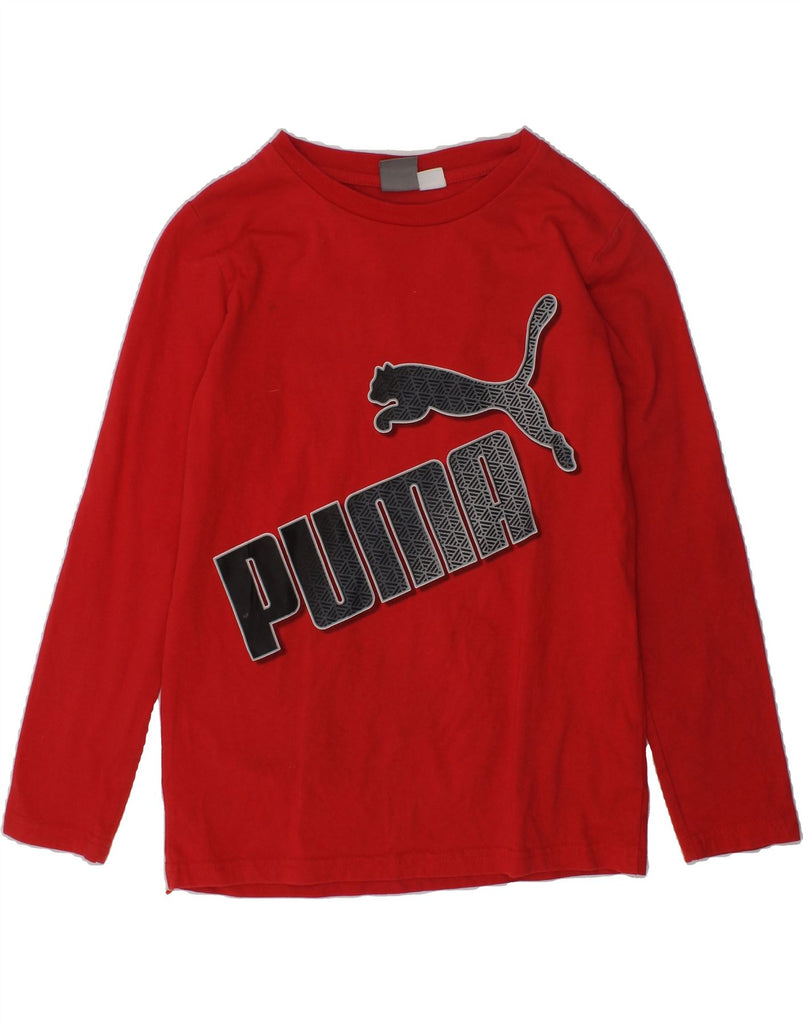 PUMA Girls Graphic Top Long Sleeve 7-8 Years Small  Red Cotton | Vintage Puma | Thrift | Second-Hand Puma | Used Clothing | Messina Hembry 