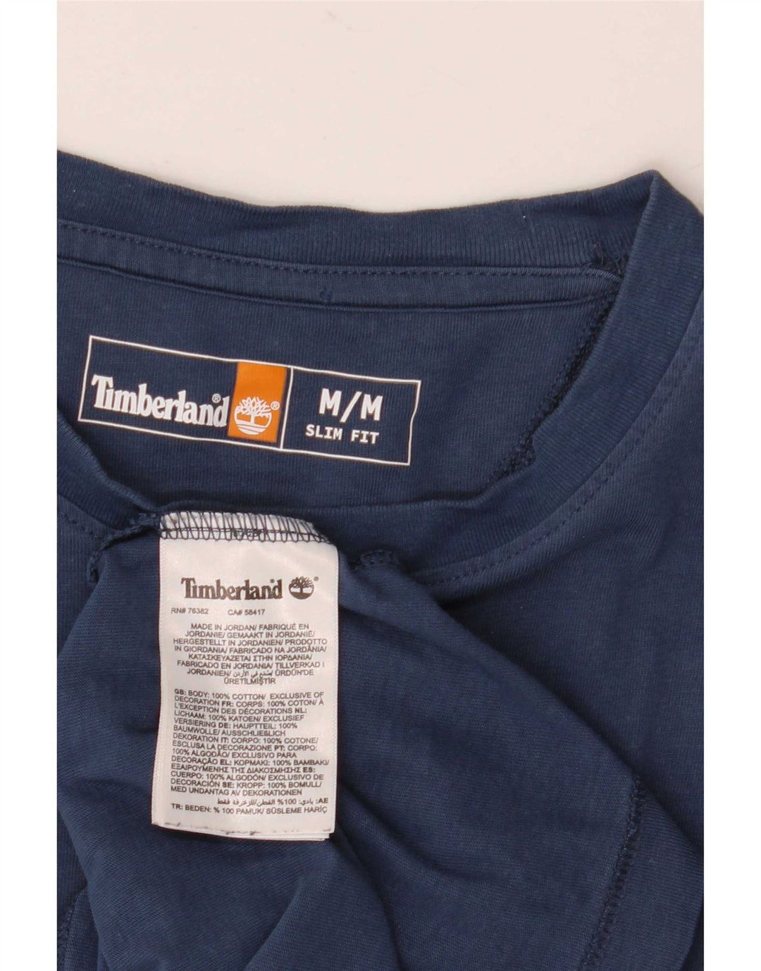 Timberland Mens Slim Fit T-Shirt Top Medium Navy Blue Cotton