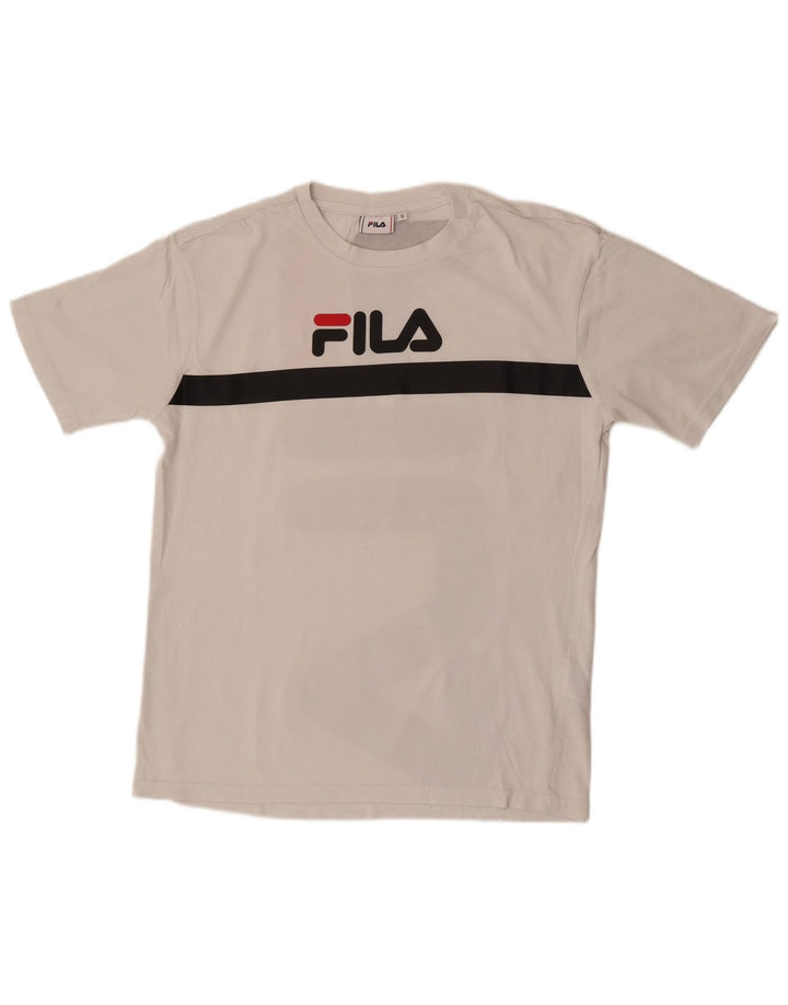 Fila Mens Graphic T-Shirt Top Small White Striped Cotton