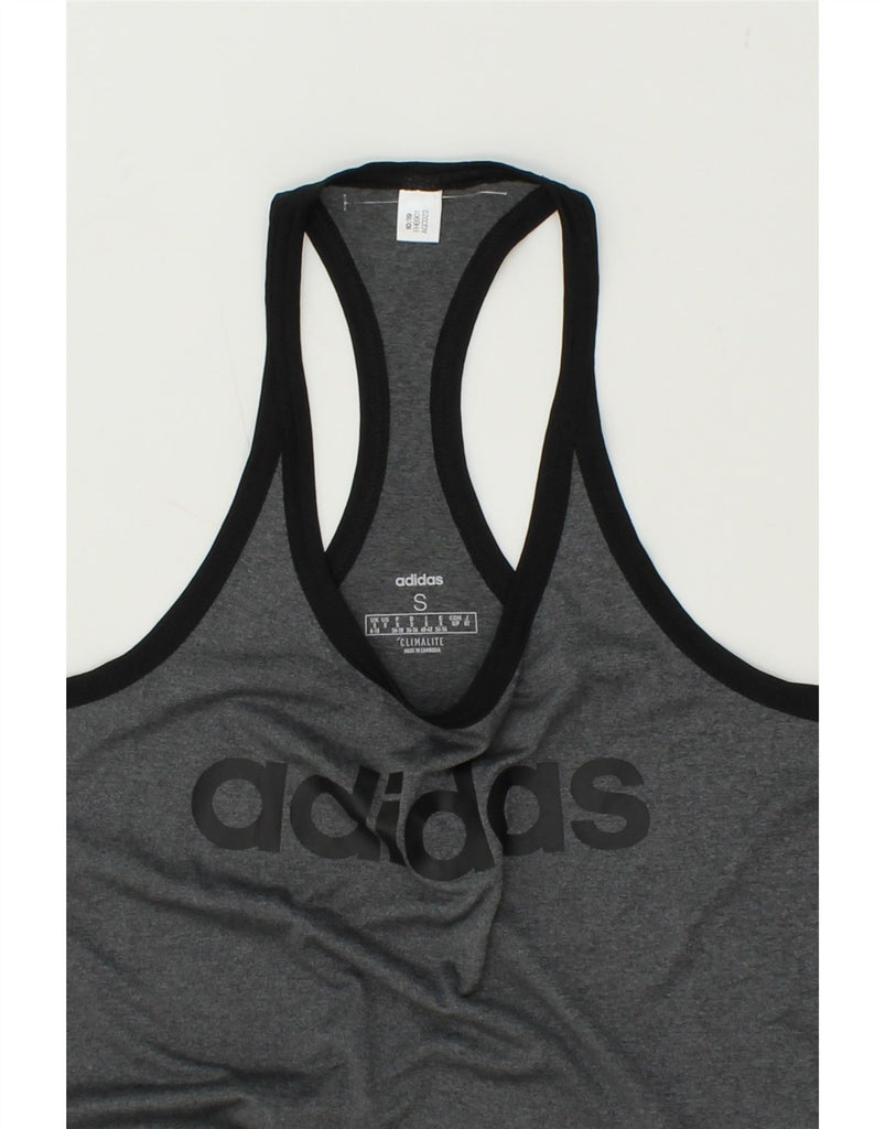 ADIDAS Womens Graphic Vest Top UK 8/10 Small Grey Polyester Vintage Adidas and Second-Hand Adidas from Messina Hembry 