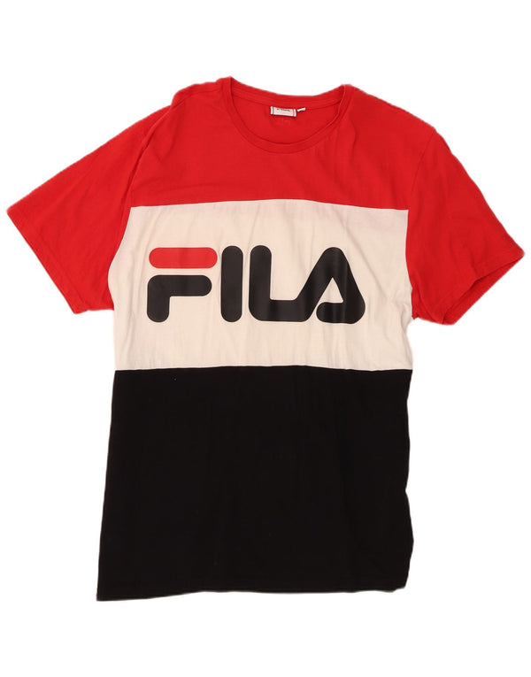 Fila Mens Graphic T-Shirt Top XL Multicoloured Colourblock Cotton