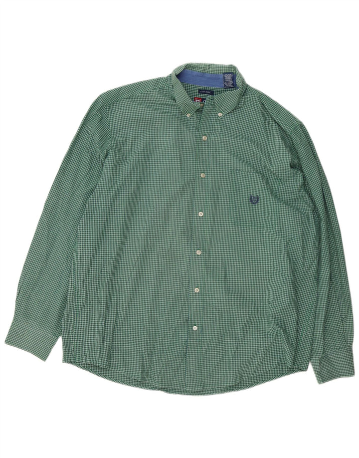 Chaps Mens Easy Care Shirt XL Green Check Cotton