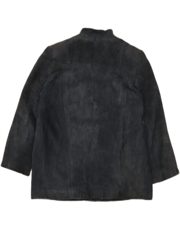 PELLICCERIA Womens Suede Jacket UK 14 Medium Navy Blue
