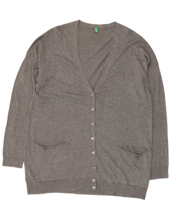 BENETTON Womens Cardigan Sweater UK 14 Medium Grey Viscose