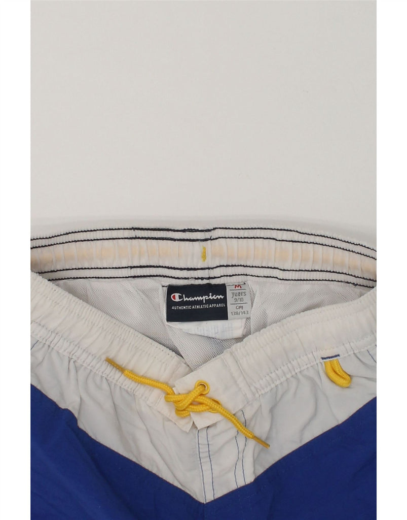 CHAMPION Boys Swimming Shorts 9-10 Years Medium  Blue Colourblock | Vintage Champion | Thrift | Second-Hand Champion | Used Clothing | Messina Hembry 