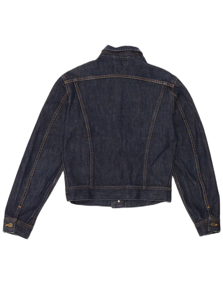 Lee Womens Crop Denim Jacket UK 12 Medium Navy Blue Cotton