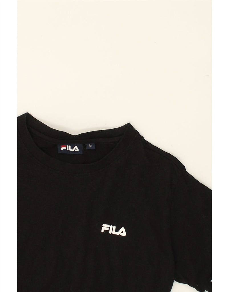 FILA Womens Crop Graphic T-Shirt Top UK 14 Medium Black Cotton | Vintage Fila | Thrift | Second-Hand Fila | Used Clothing | Messina Hembry 