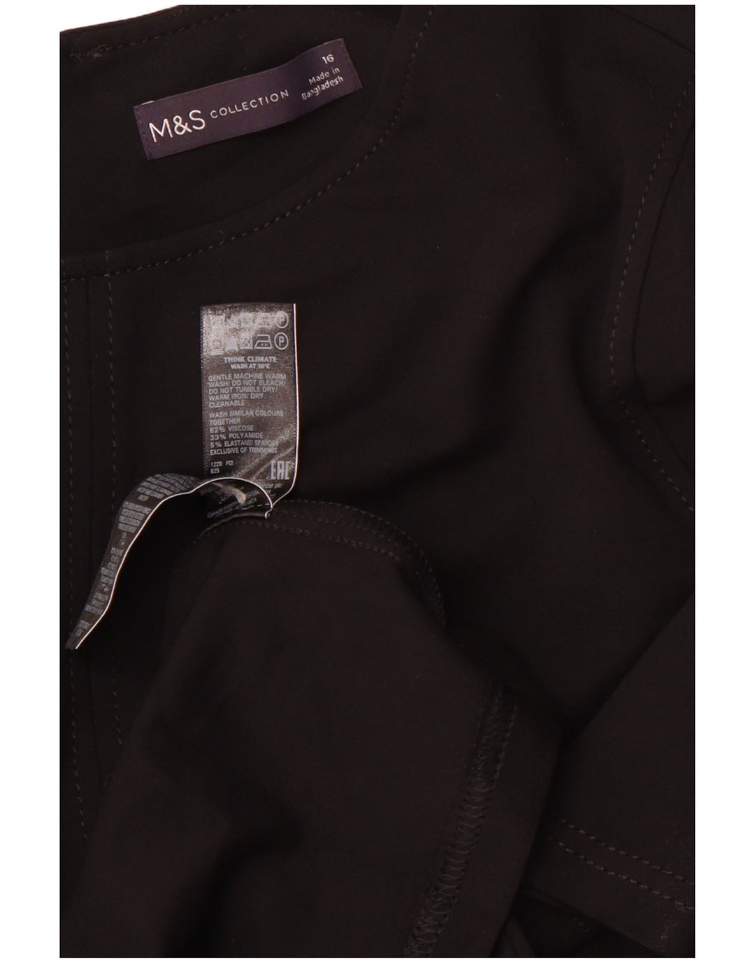 MARKS & SPENCER Womens Long Sleeve A-Line Dress UK 16 Large  Black Viscose