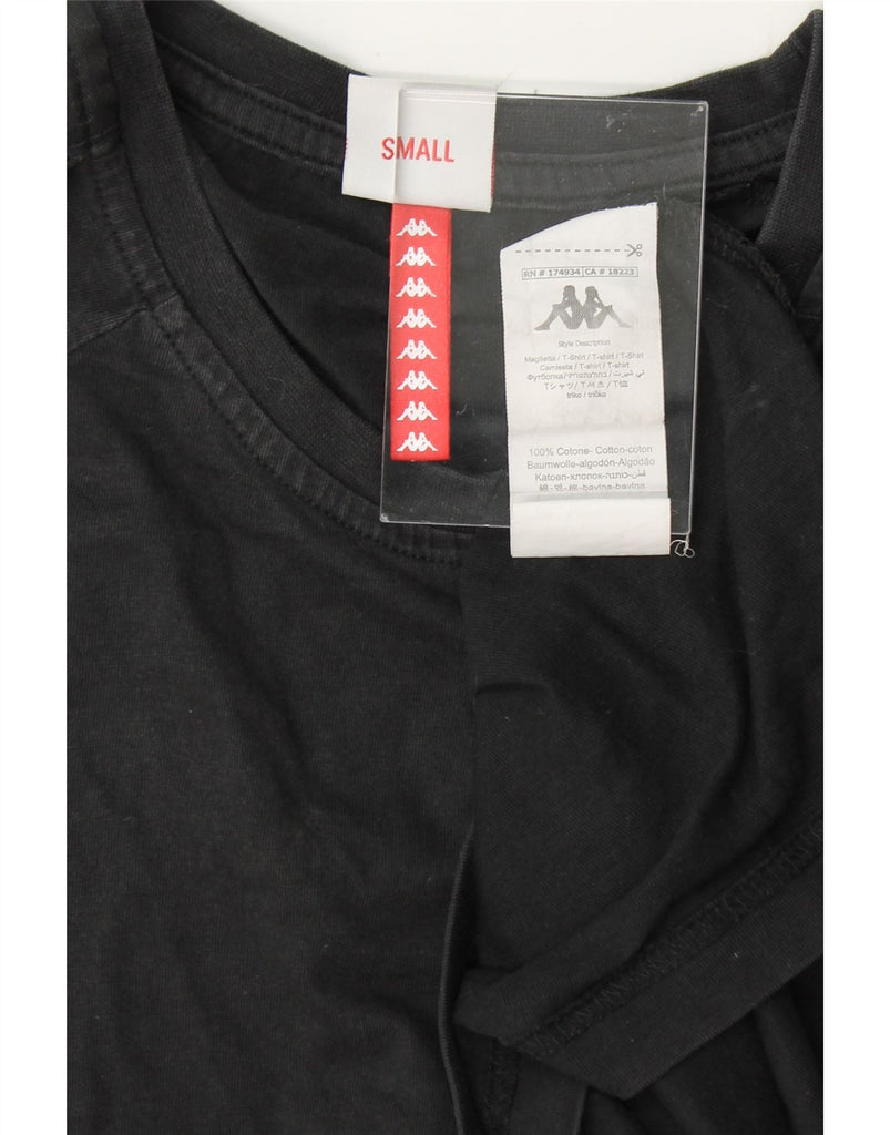 KAPPA Mens Graphic T-Shirt Top Small Black Cotton Vintage Kappa and Second-Hand Kappa from Messina Hembry 