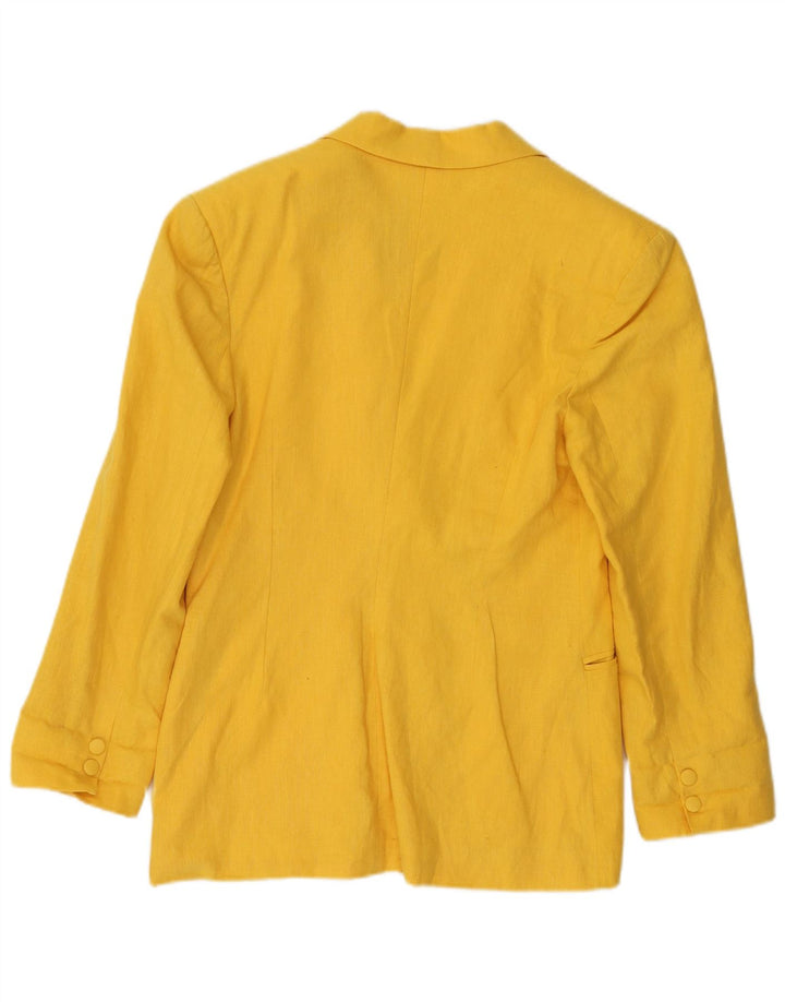 POP 84 Womens 2 Button Blazer Jacket UK 12 Medium Yellow Linen