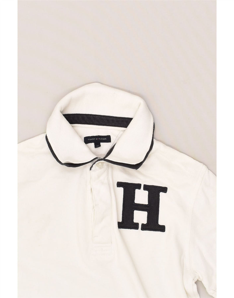 TOMMY HILFIGER Boys Graphic Polo Shirt 11-12 Years White Cotton | Vintage Tommy Hilfiger | Thrift | Second-Hand Tommy Hilfiger | Used Clothing | Messina Hembry 