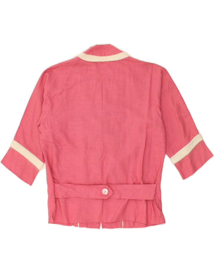 VINTAGE Womens 3/4 Sleeve 3 Button Blazer Jacket UK 14 Medium  Pink Vintage Vintage and Second-Hand Vintage from Messina Hembry 