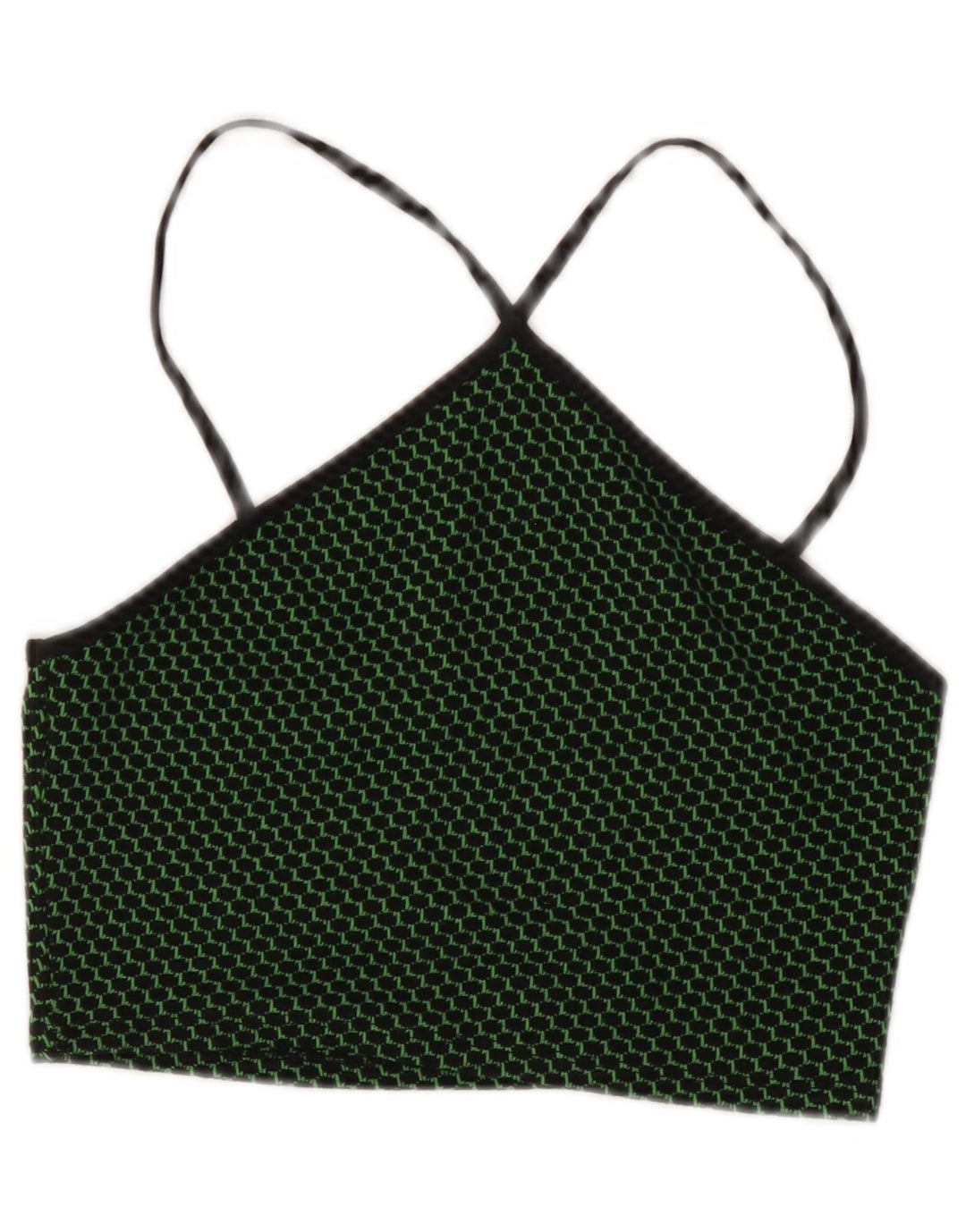 Zara Womens Crop Halter Top UK 12 Medium Green Spotted