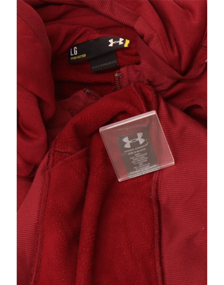 UNDER ARMOUR Womens Zip Hoodie Sweater UK 16 Large Burgundy Polyester