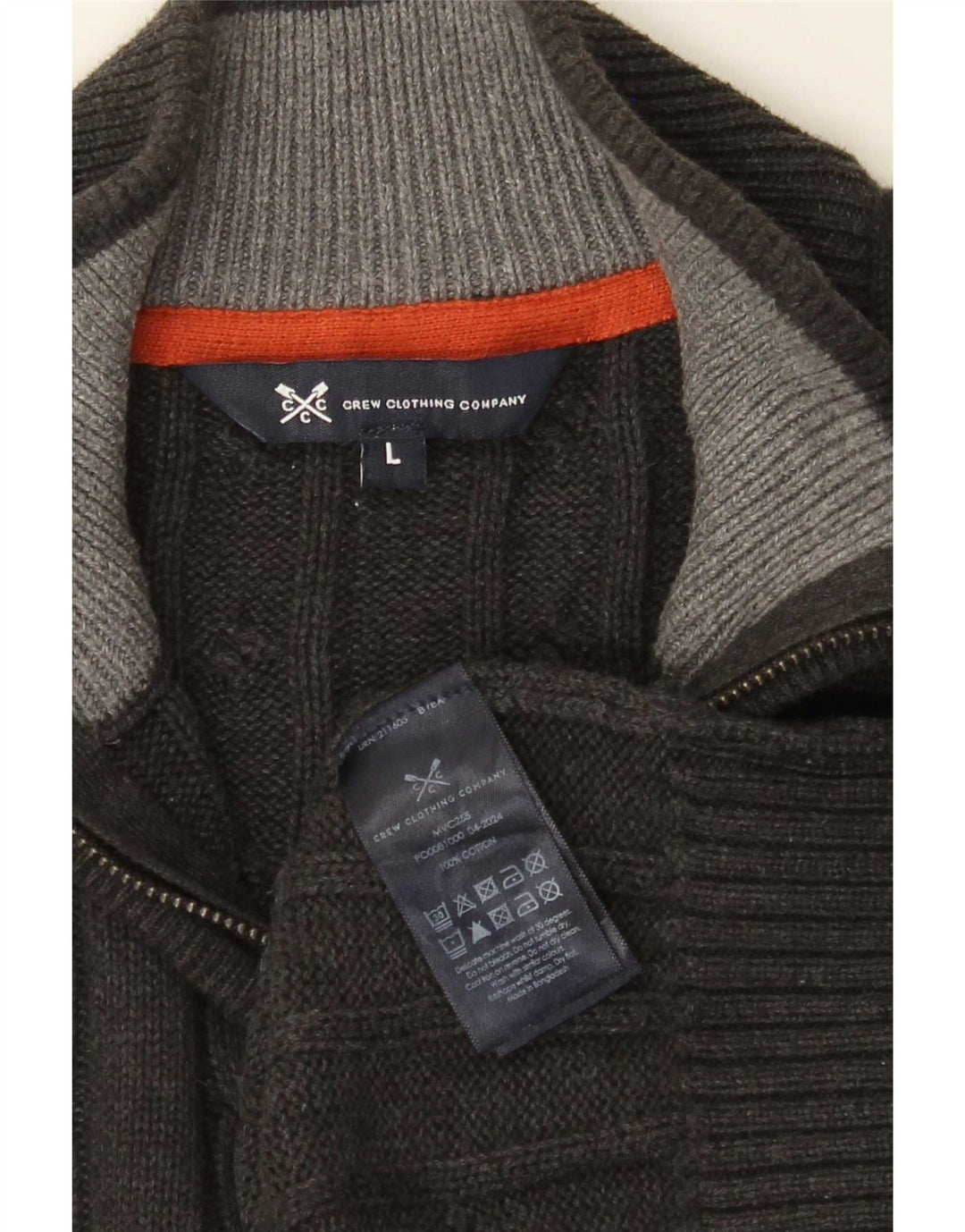 J. Crew Mens Zip Neck Jumper Sweater Large Grey Cotton