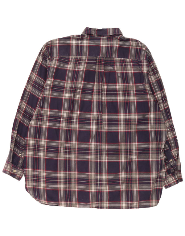 Nautica Mens Flannel Shirt 2XL Navy Blue Check Cotton