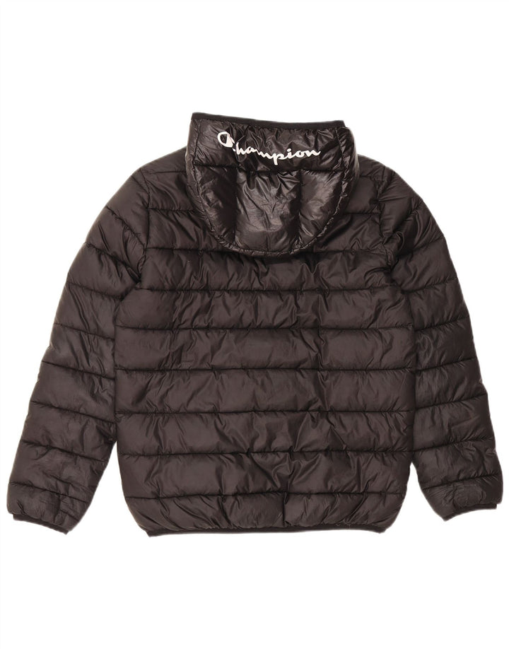 Champion Boys Graphic Hooded Padded Jacket 11-12 Years Large Black