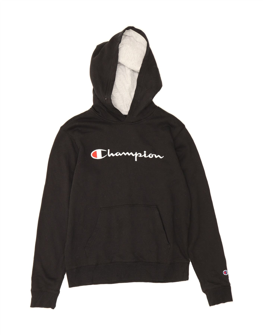 CHAMPION Boys Graphic Hoodie Jumper 13-14 Years Black Vintage Champion and Second-Hand Champion from Messina Hembry 