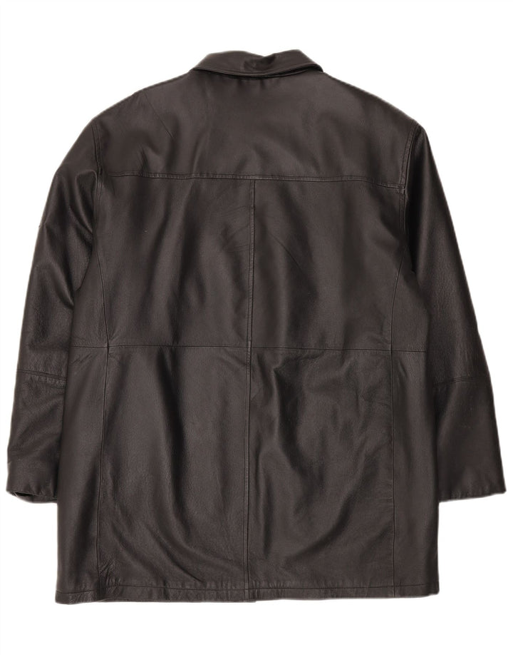 Union River Mens Leather Coat UK 41/43 Large Black Leather