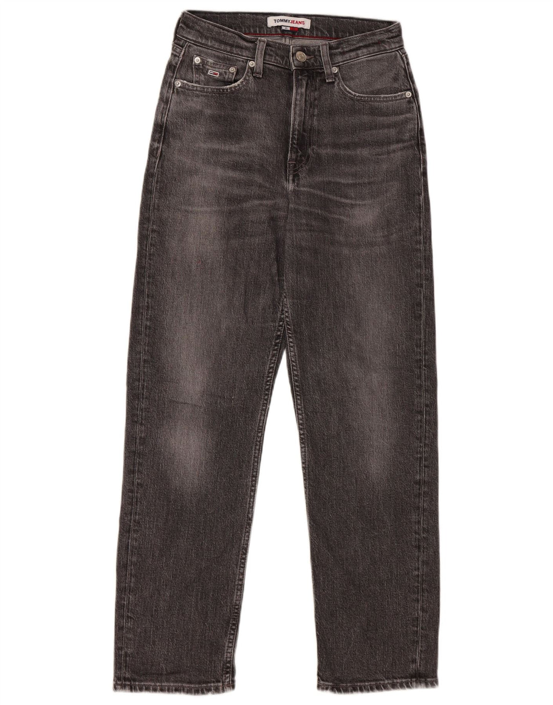 TOMMY HILFIGER Womens Harper High Rise Straight Jeans W25 L27 Grey Cotton