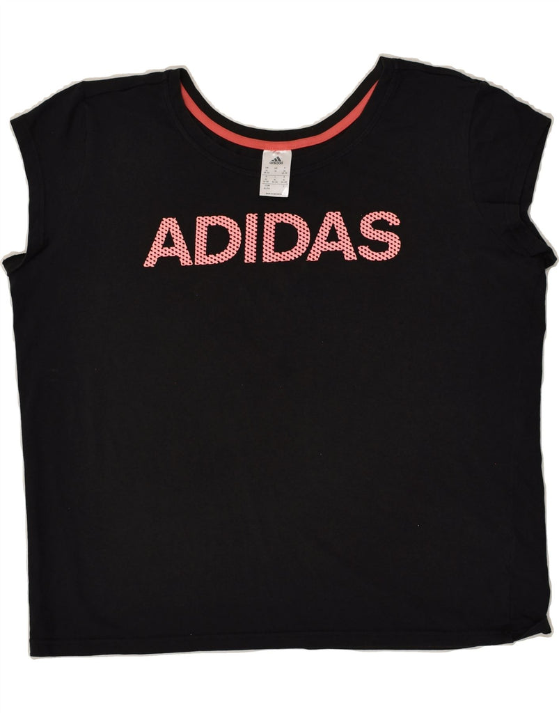 ADIDAS Womens Graphic Vest Top UK 20/22 XL Black Cotton | Vintage Adidas | Thrift | Second-Hand Adidas | Used Clothing | Messina Hembry 