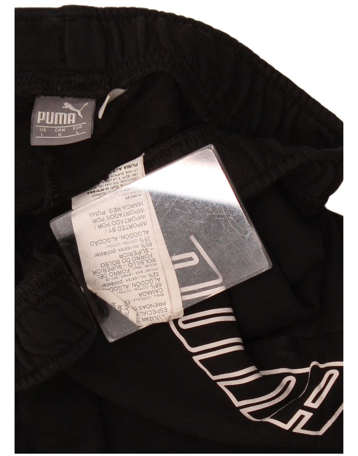 PUMA Womens Graphic Sport Shorts UK 14 Large  Black Polyester