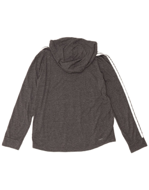 Adidas Womens Climalite Hooded Top Long Sleeve UK 12/14 Medium Grey