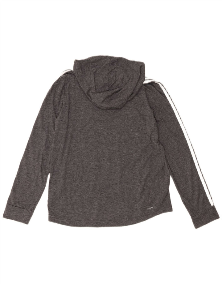 Adidas Womens Climalite Hooded Top Long Sleeve UK 12/14 Medium Grey