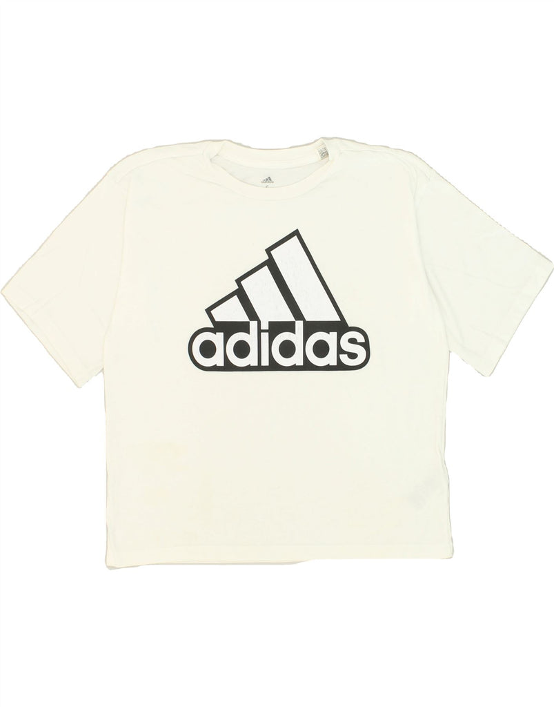 ADIDAS Womens Graphic T-Shirt Top UK  8/10 Small White Cotton | Vintage Adidas | Thrift | Second-Hand Adidas | Used Clothing | Messina Hembry 