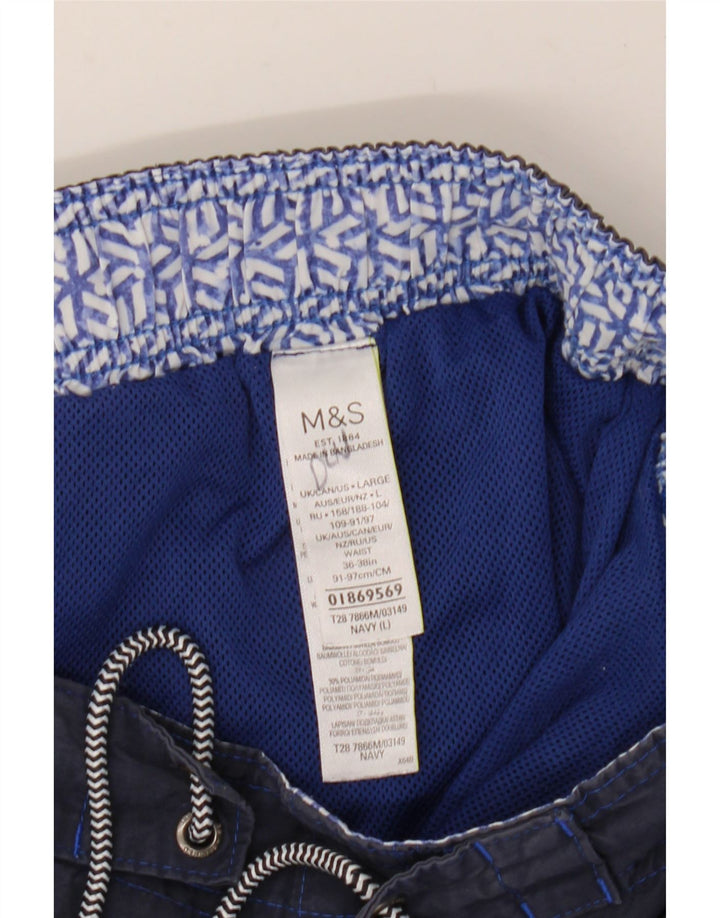 Marks & Spencer Mens Swimming Shorts Large  Navy Blue Cotton