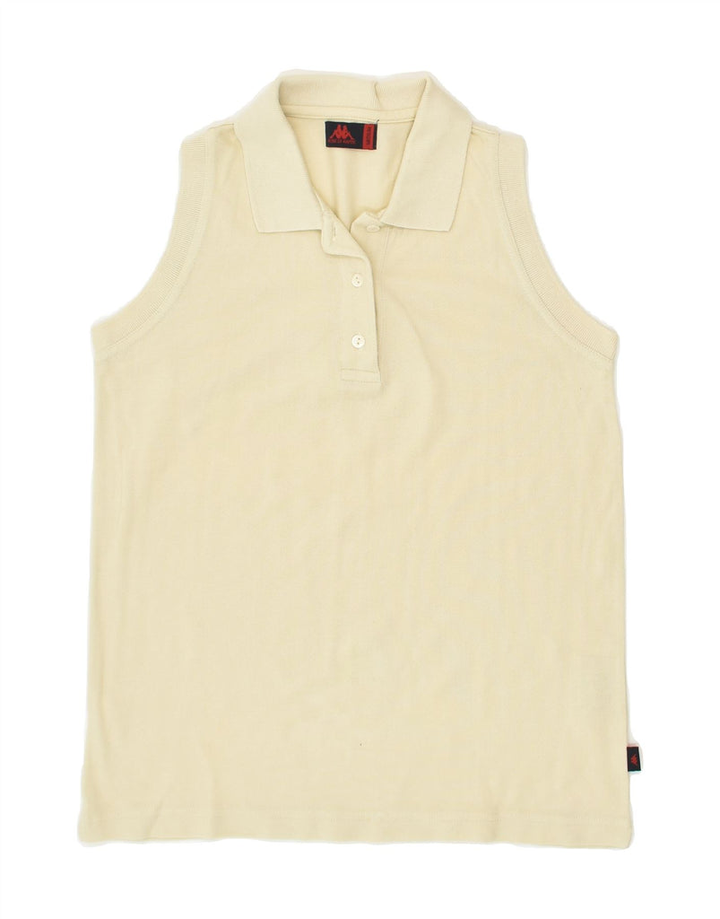 KAPPA Womens Sleeveless Polo Shirt UK 12 Medium Yellow Cotton | Vintage Kappa | Thrift | Second-Hand Kappa | Used Clothing | Messina Hembry 