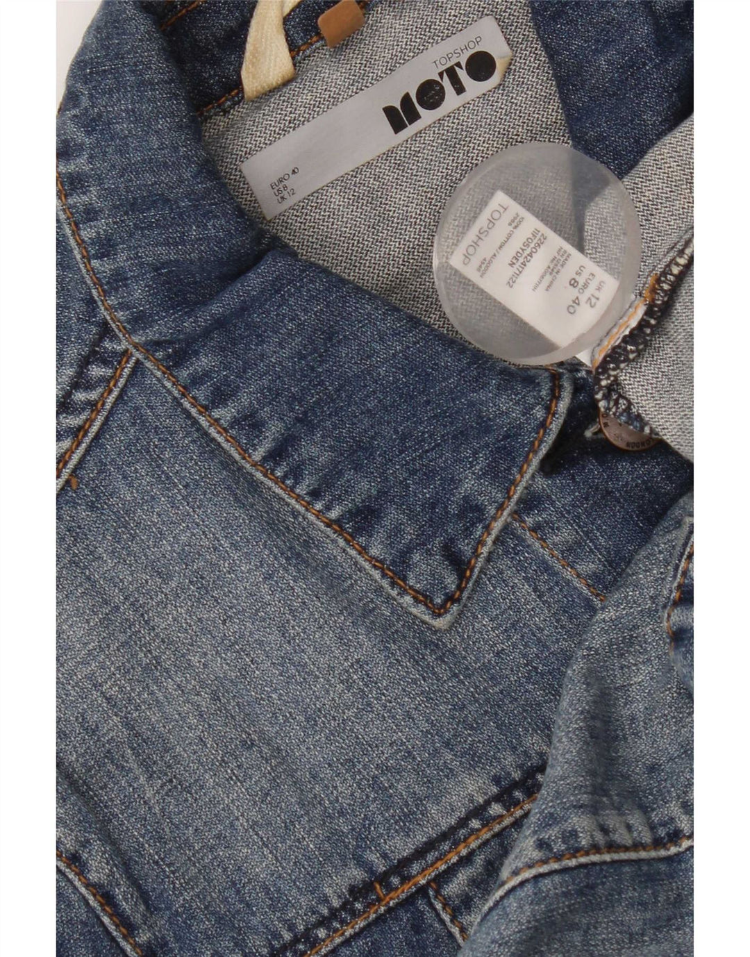 Topshop Womens Crop Denim Jacket UK 12 Medium Blue Cotton