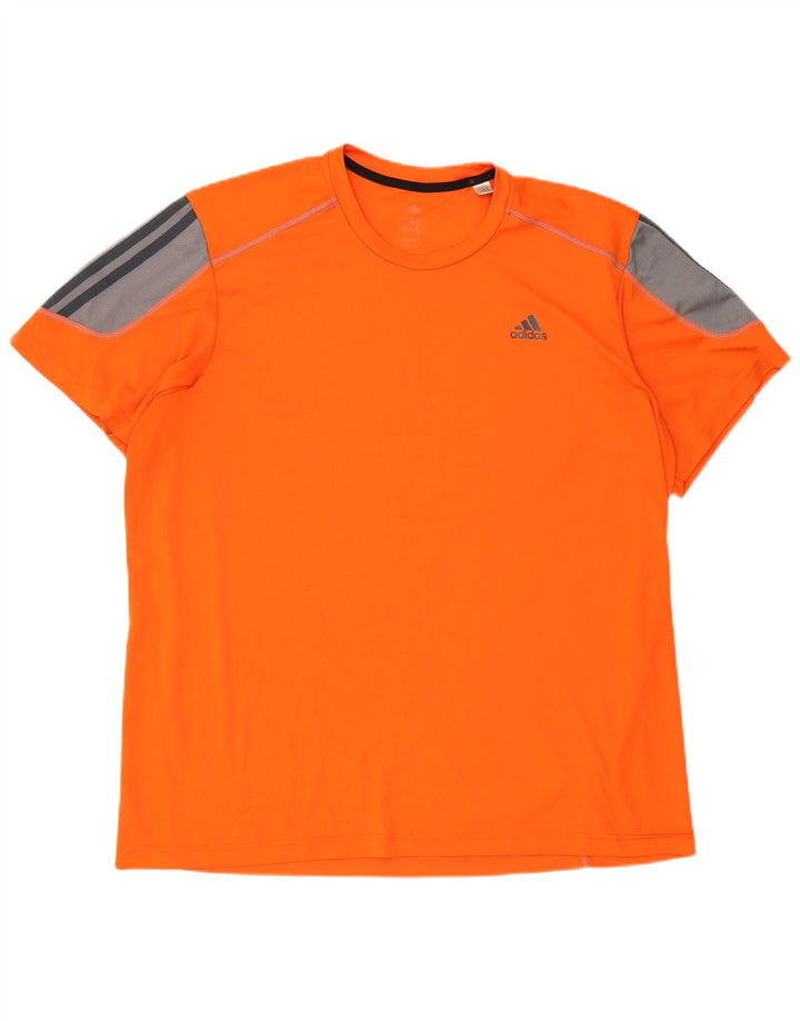 ADIDAS Mens Climalite T-Shirt Top 2XL Orange Colourblock Polyester