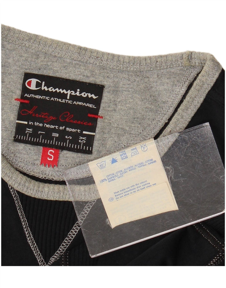 Champion Womens Heritage Classics Graphic Top Long Sleeve UK 10 Small Black