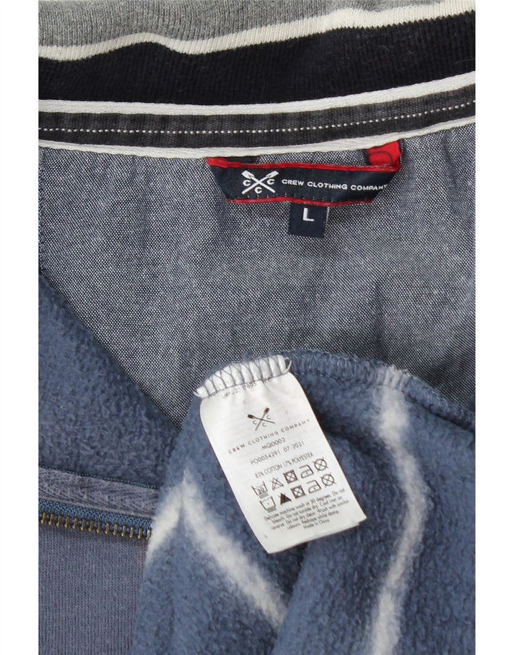 Crew Clothing Mens Zip Neck Sweatshirt Jumper Large Blue Striped Cotton