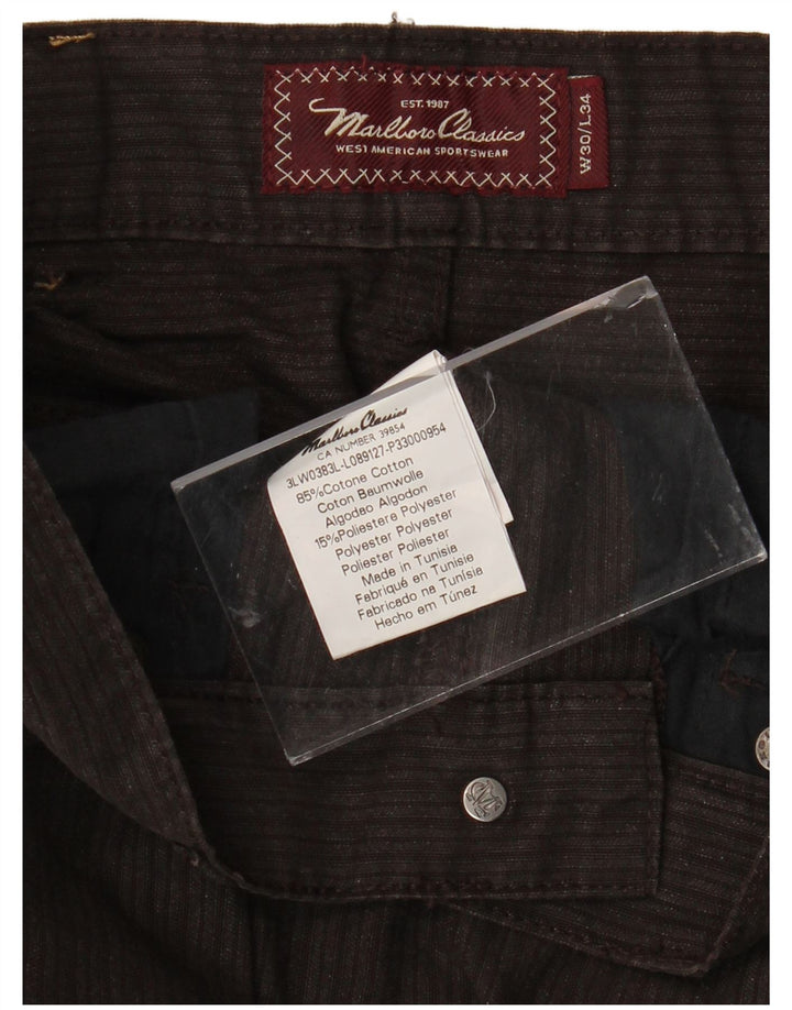 MARLBORO CLASSICS Mens Straight Casual Trousers W30 L34 Brown Cotton