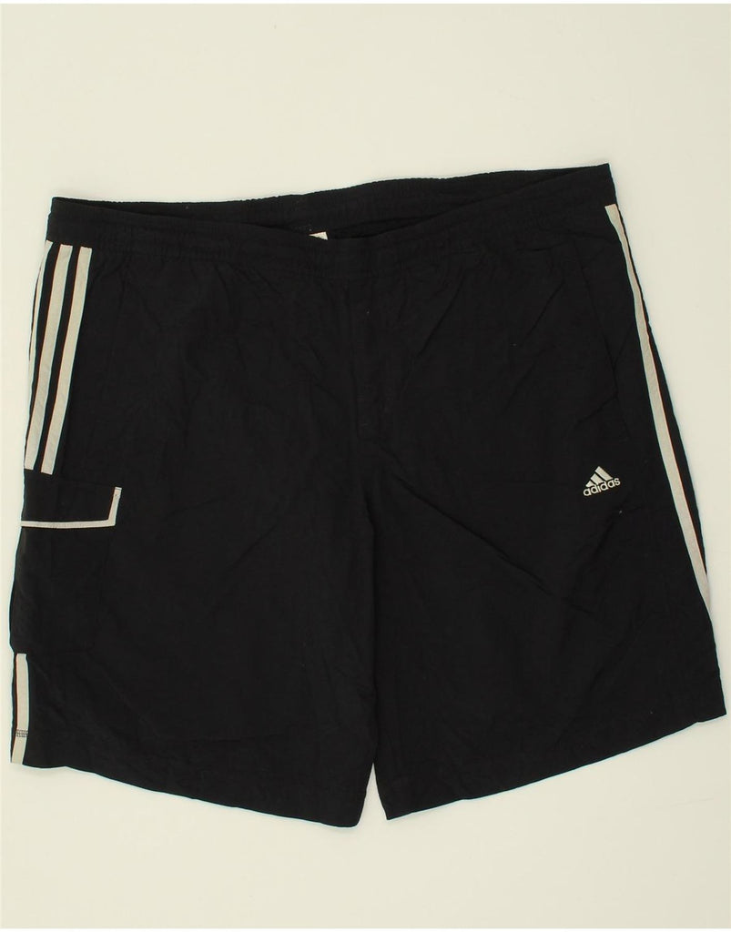 ADIDAS Mens Sport Shorts Large Black Polyester | Vintage Adidas | Thrift | Second-Hand Adidas | Used Clothing | Messina Hembry 