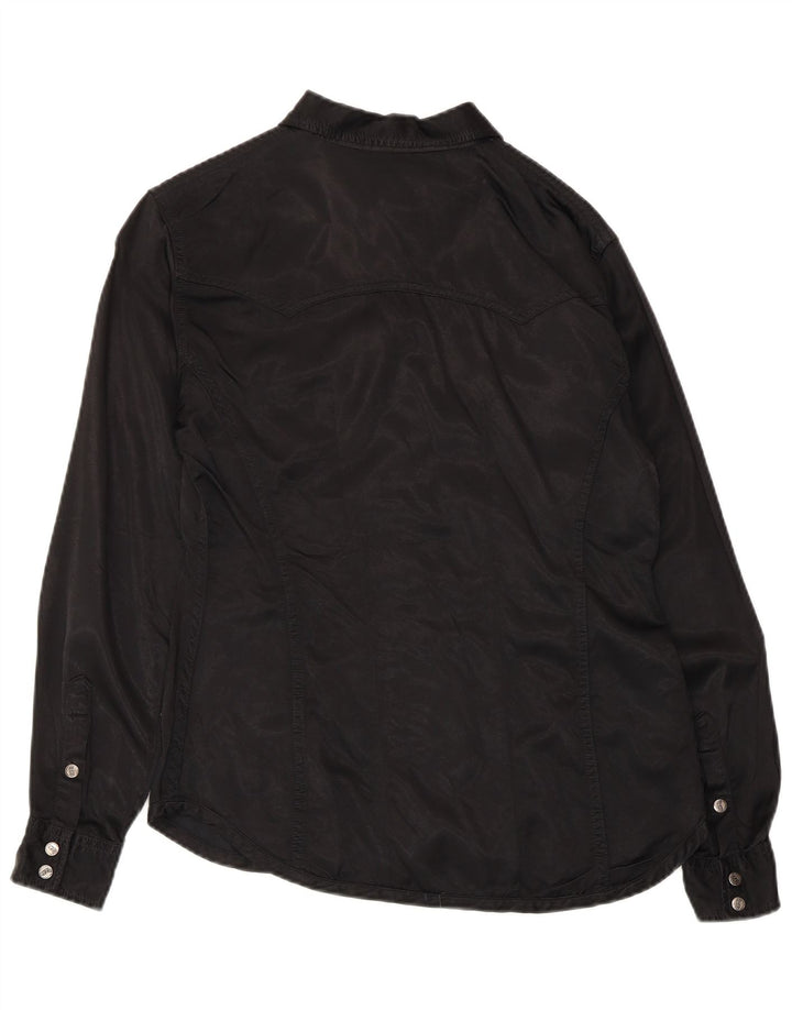 Gas Womens Shirt UK 12 Medium Black Viscose