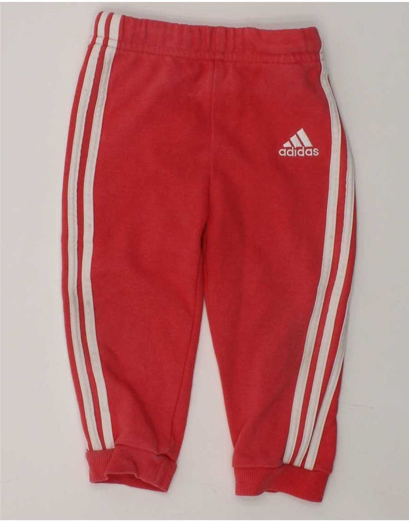 ADIDAS Baby Girls Joggers Tracksuit Trousers 9-12 Months Red Cotton Vintage Adidas and Second-Hand Adidas from Messina Hembry 