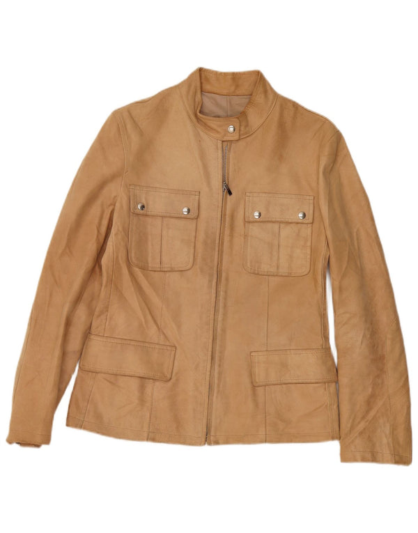 Conbipel Womens Leather Jacket IT 44 Medium Beige Leather