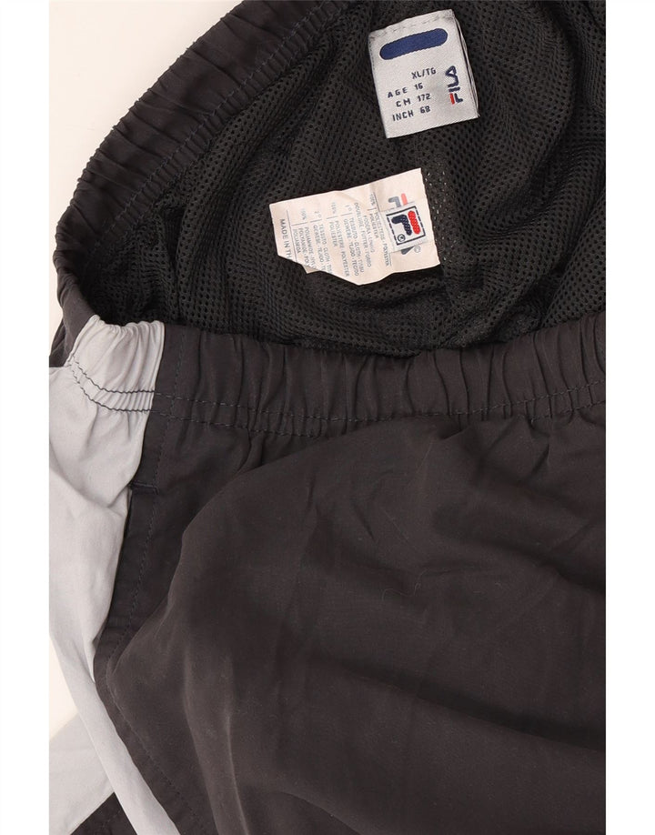 FILA Boys Graphic Tracksuit Trousers Joggers 15-16 Years  Grey Colourblock