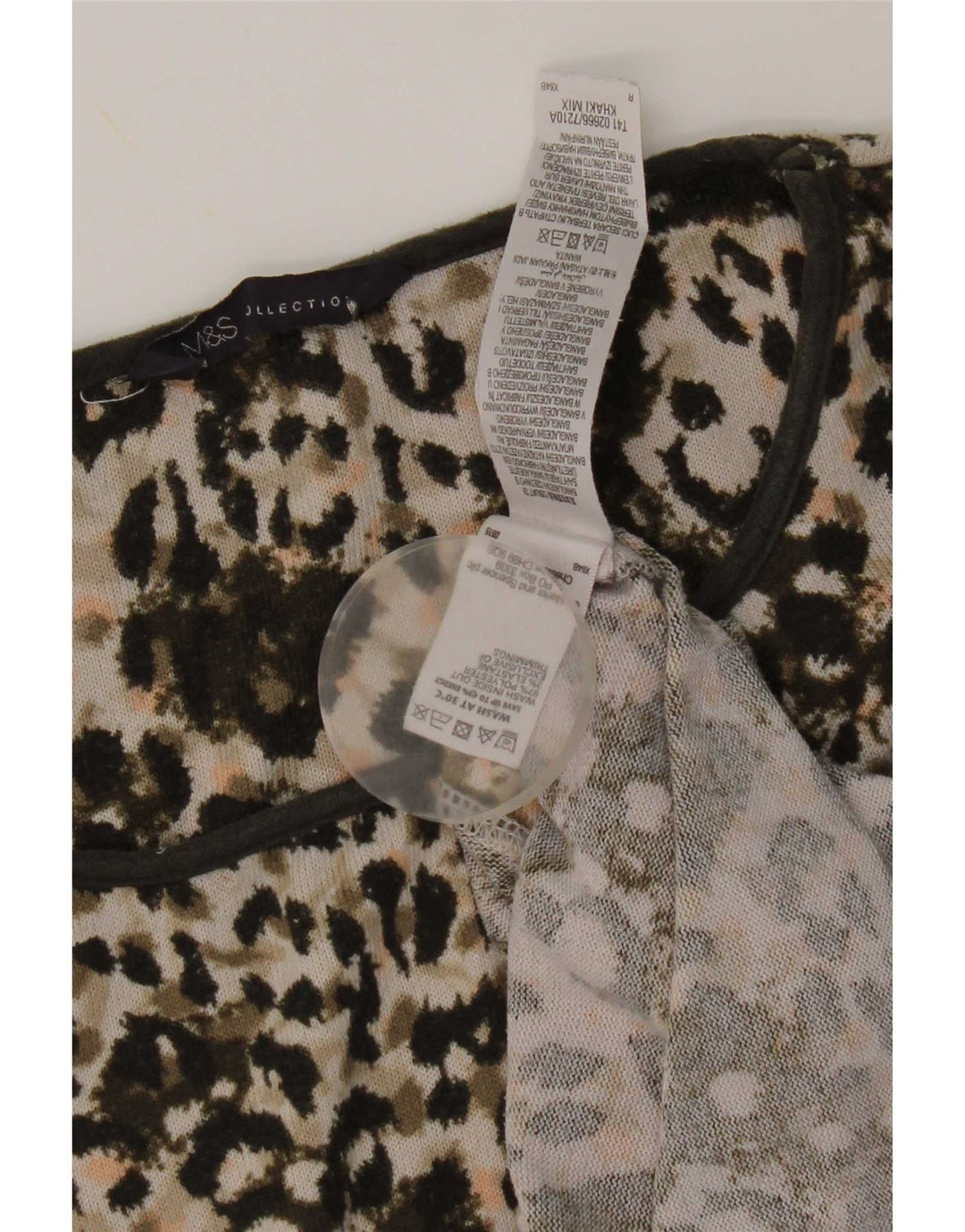 Marks & Spencer Womens Tunic Top UK 12 Medium Khaki Animal Print