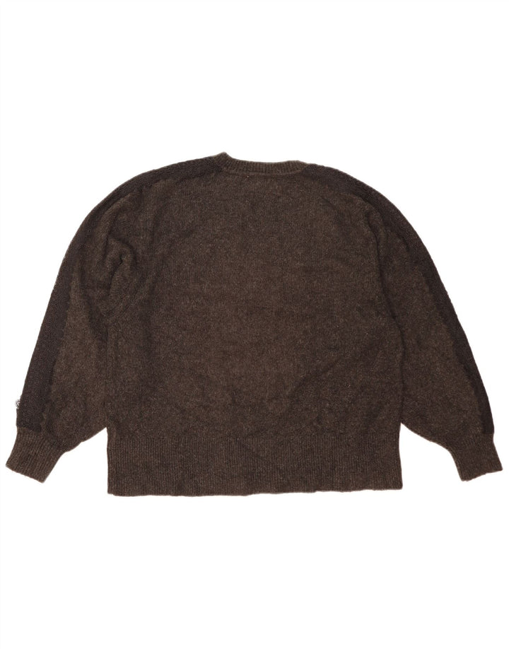 Zara Womens Oversized V-Neck Jumper Sweater UK 10 Small Grey