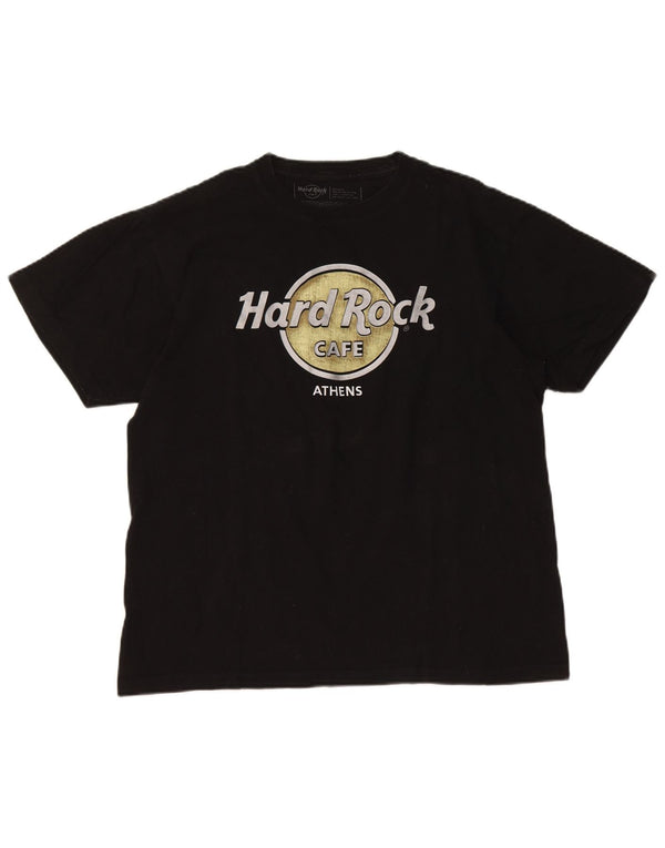 Hard Rock Cafe Womens Athens Graphic T-Shirt Top UK 14 Medium Black Cotton