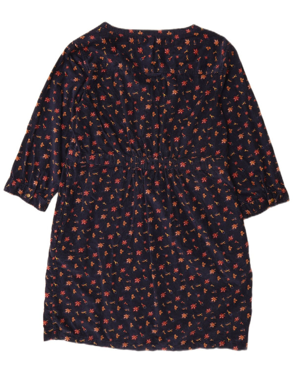 Fat Face Womens 3/4 Sleeve Shift Dress UK 14 Medium Navy Blue Floral