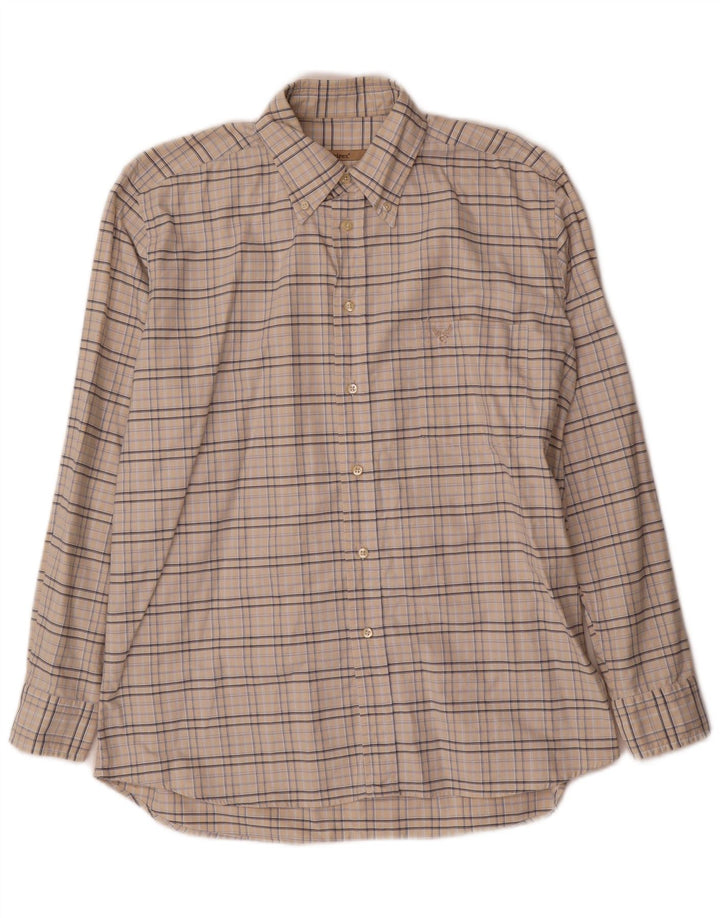 Avirex Mens Flannel Shirt Medium Beige Check Cotton