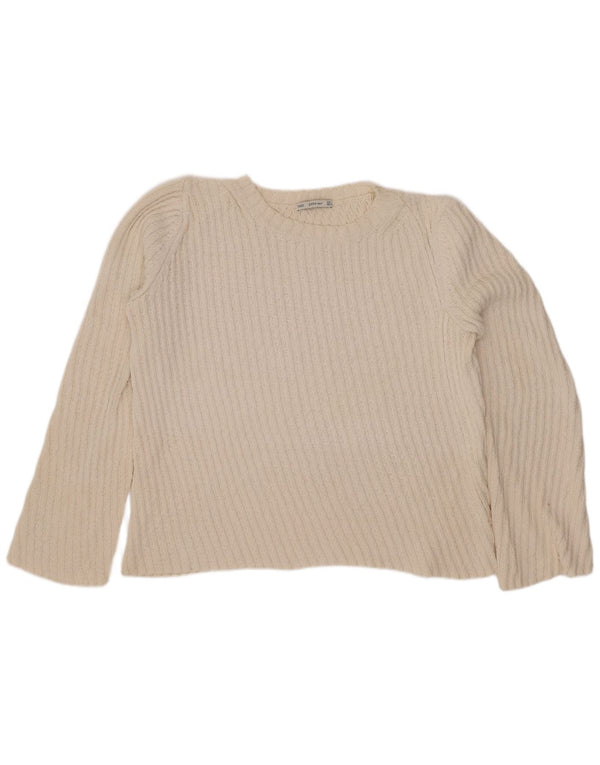 Zara Womens Boat Neck Jumper Sweater UK 16 Large Off White