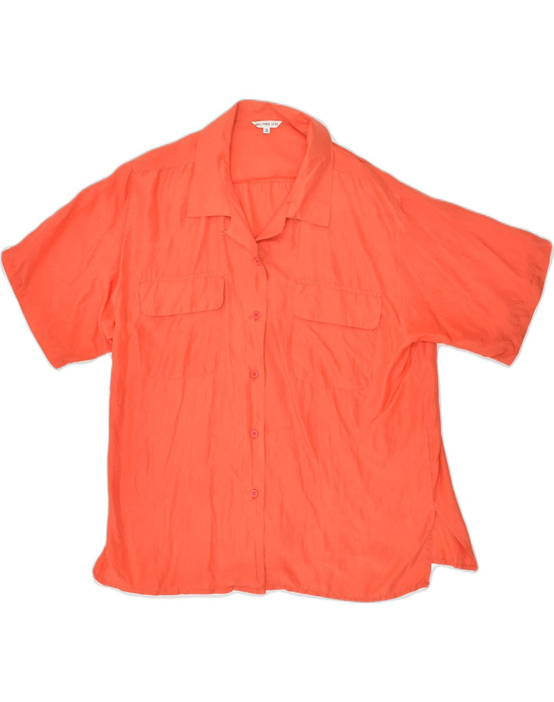 VINTAGE Womens Short Sleeve Shirt XL Orange Silk | Vintage Vintage | Thrift | Second-Hand Vintage | Used Clothing | Messina Hembry 