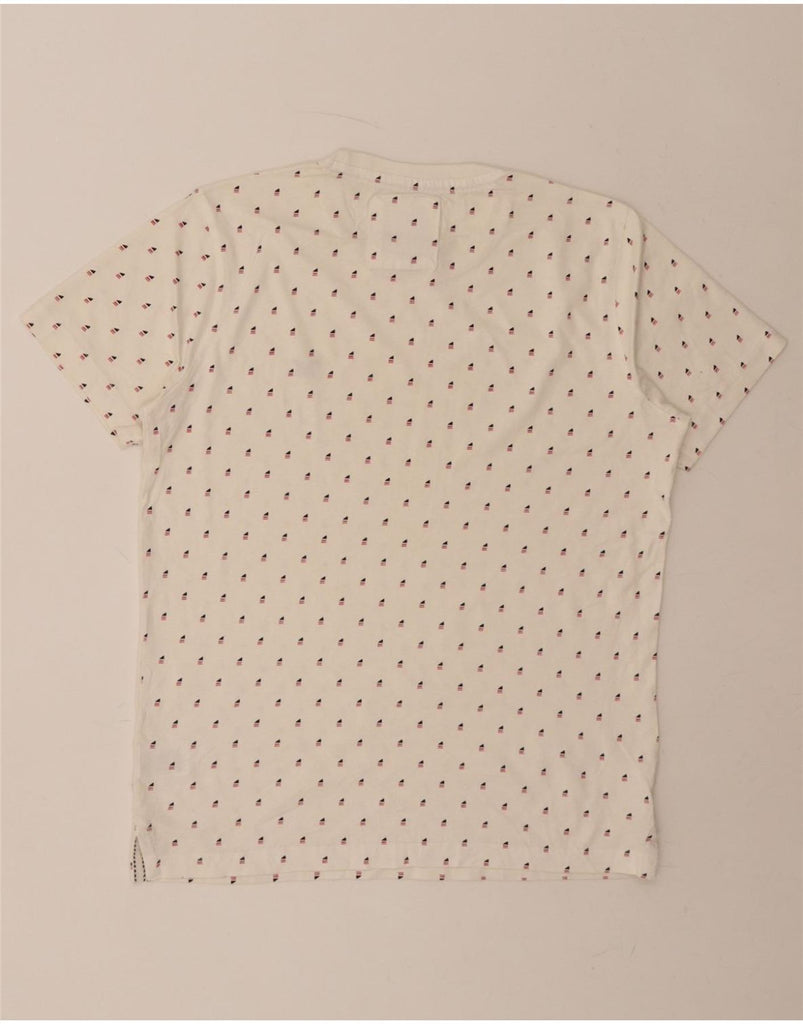 CREW CLOTHING Mens Abstract Pattern T-Shirt Top Medium White Cotton Vintage Crew Clothing and Second-Hand Crew Clothing from Messina Hembry 
